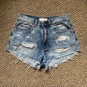 Garage Acid Wash High-Wasted Distressed Shorts